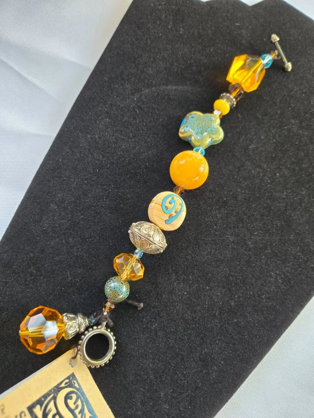 Cindy French Scooples Blue Brown Dangle Bracelet Vintage Venetian Collection